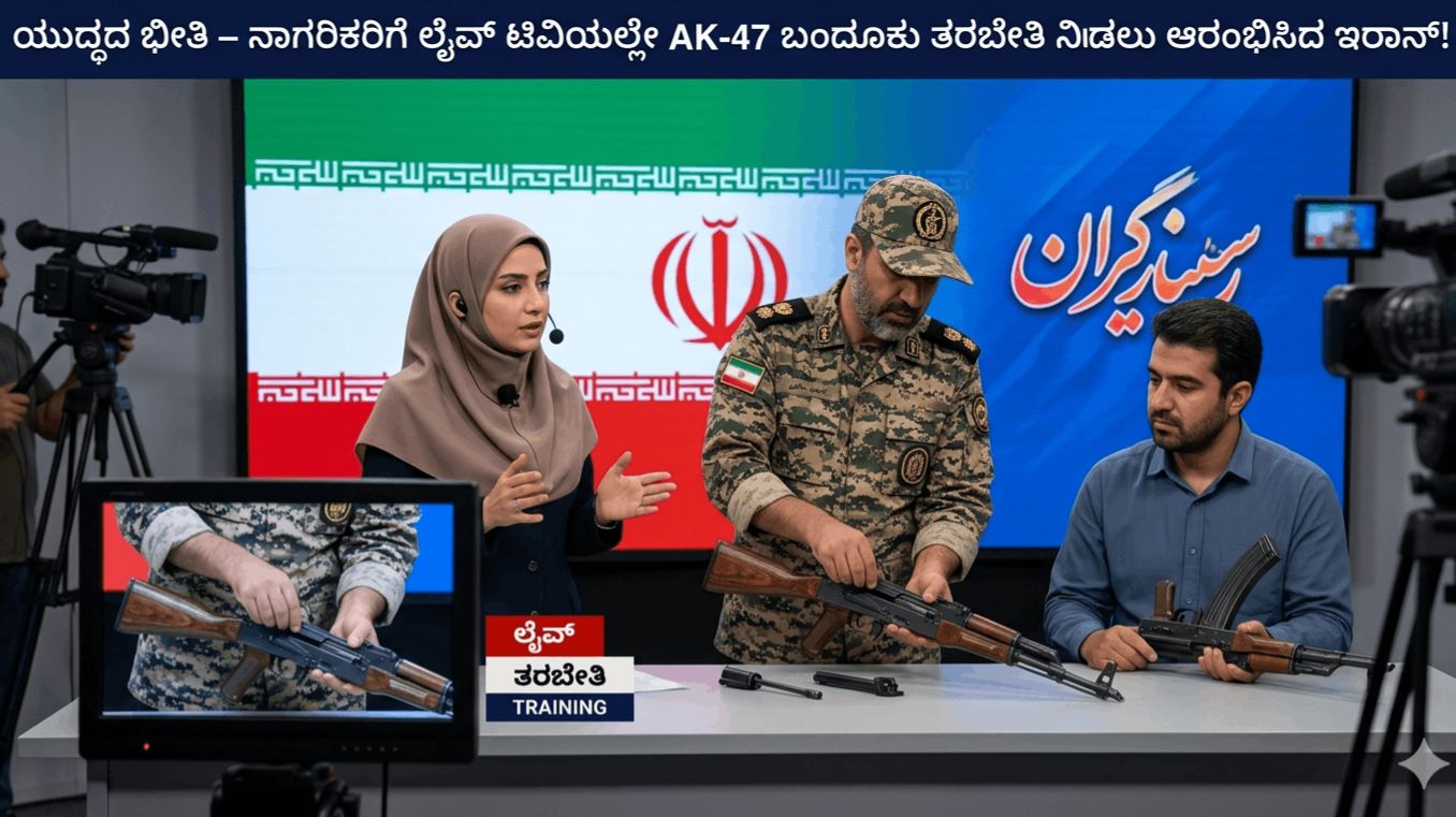 ಇರಾನ್ನಲ್ಲಿ ಮಹಾಯುದ್ಧದ ಭೀತಿ: ನಾಗರಿಕರಿಗೆ ಲೈವ್ ಟಿವಿಯಲ್ಲೇ AK-47 ಬಂದೂಕು ತರಬೇತಿ!