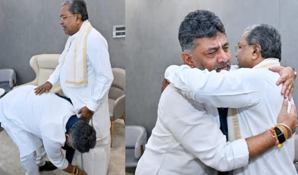 ಕರ್ನಾಟಕ ರಾಜಕೀಯದಲ್ಲಿ ಮಹಾ ತಿರುವು! ಸಿಎಂ ಸಿದ್ದರಾಮಯ್ಯ ಕಾಲಿಗೆ ಬಿದ್ದು ಆಶೀರ್ವಾದ ಪಡೆದ ಡಿ.ಕೆ. ಶಿವಕುಮಾರ್; ಫೋಟೋ ವೈರಲ್
